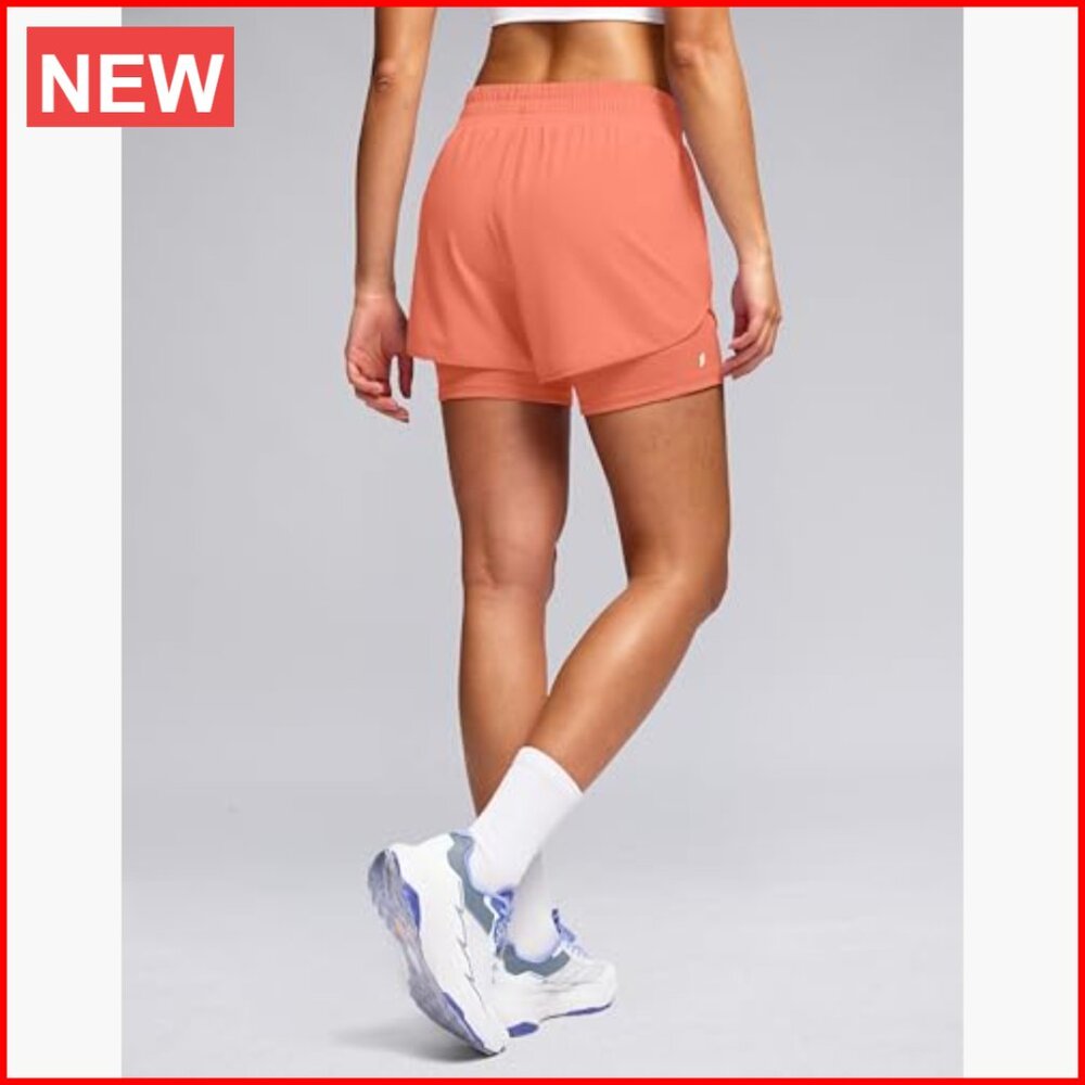 Polyester Athletic Running Shorts With Liner Zipp… - image 2
